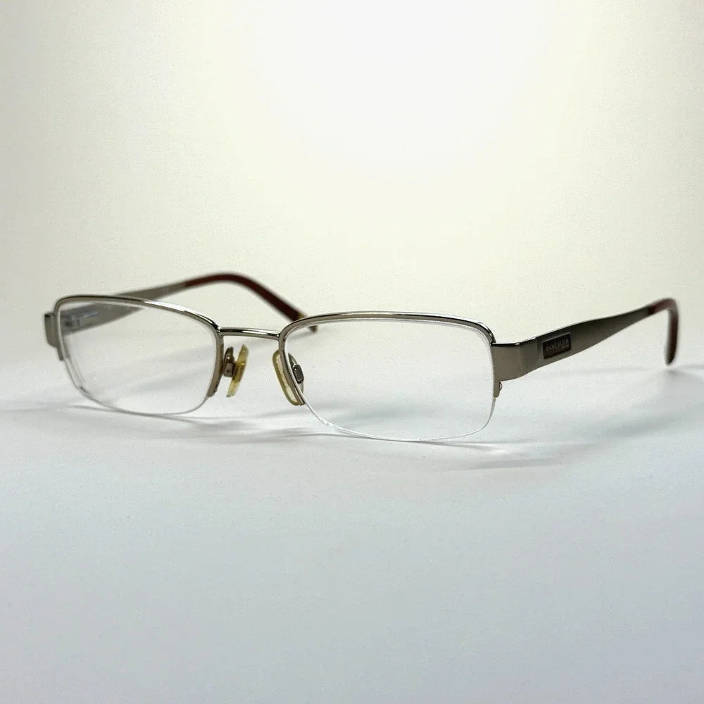 ANNE KLEIN New York AK 9099 532 Eyeglasses Frame Only 50-18-130 Half Rim Silver